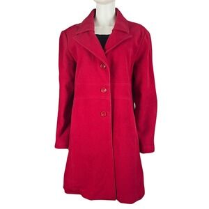 Worthington Coat Womens XL Red Lined Wool Blend Trench Winter‎